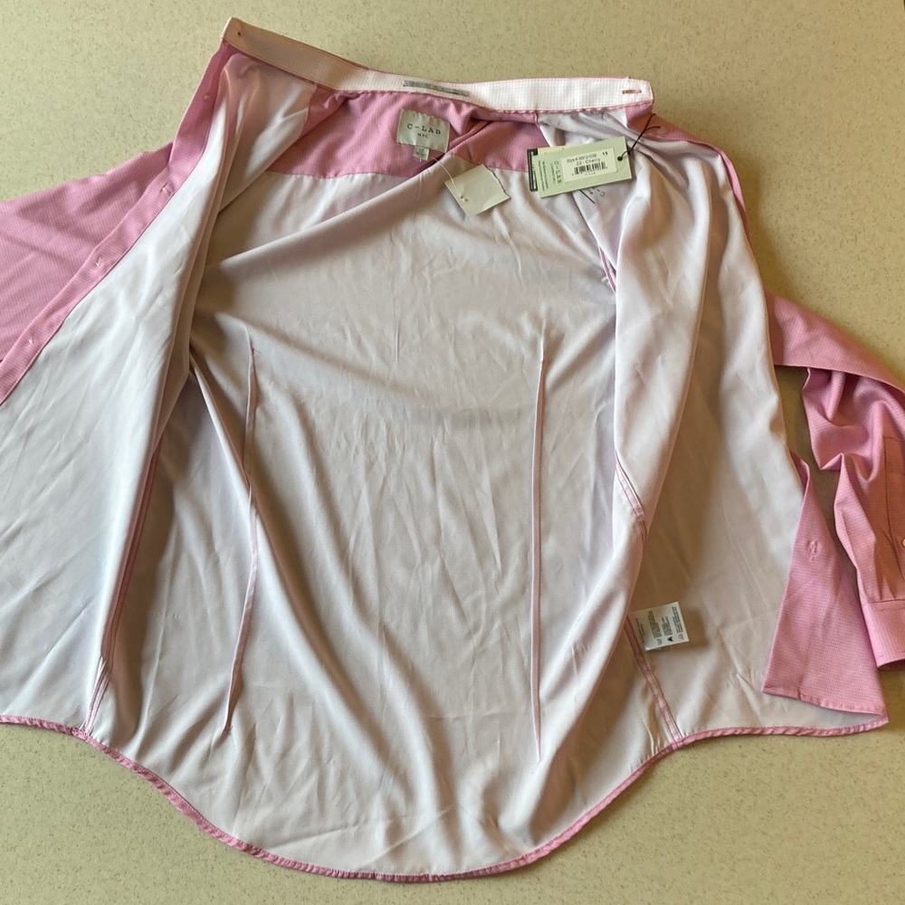 C-LAB NYC Long Sleeve Pink Dress Shirt Men Size Small 15/32-33" - Picture 9 of 15